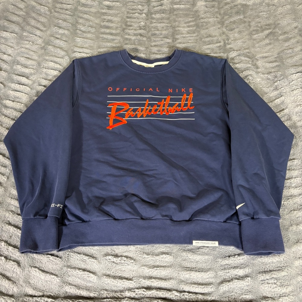 Nike Mens Standard Issue Dri-FIT Basketball Crewneck Navy Blue DA6741-419 Medium